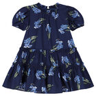 Girls Navy Blue Floral Dress, 2, hi-res